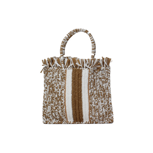 Open image in slideshow, Carrie Forbes AMIN bag in Khaki/White
