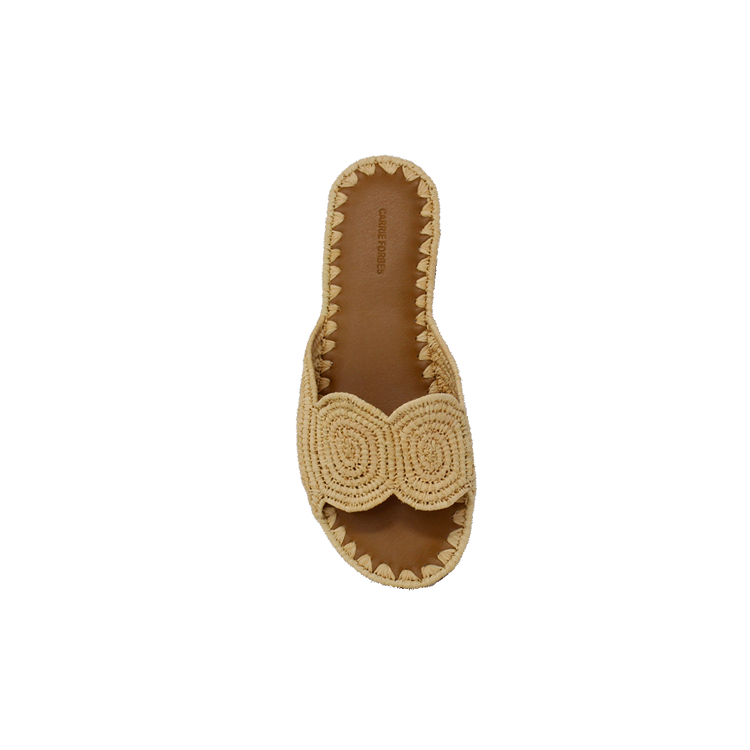 Carrie Forbes NAIMA shoe in Natural, top view